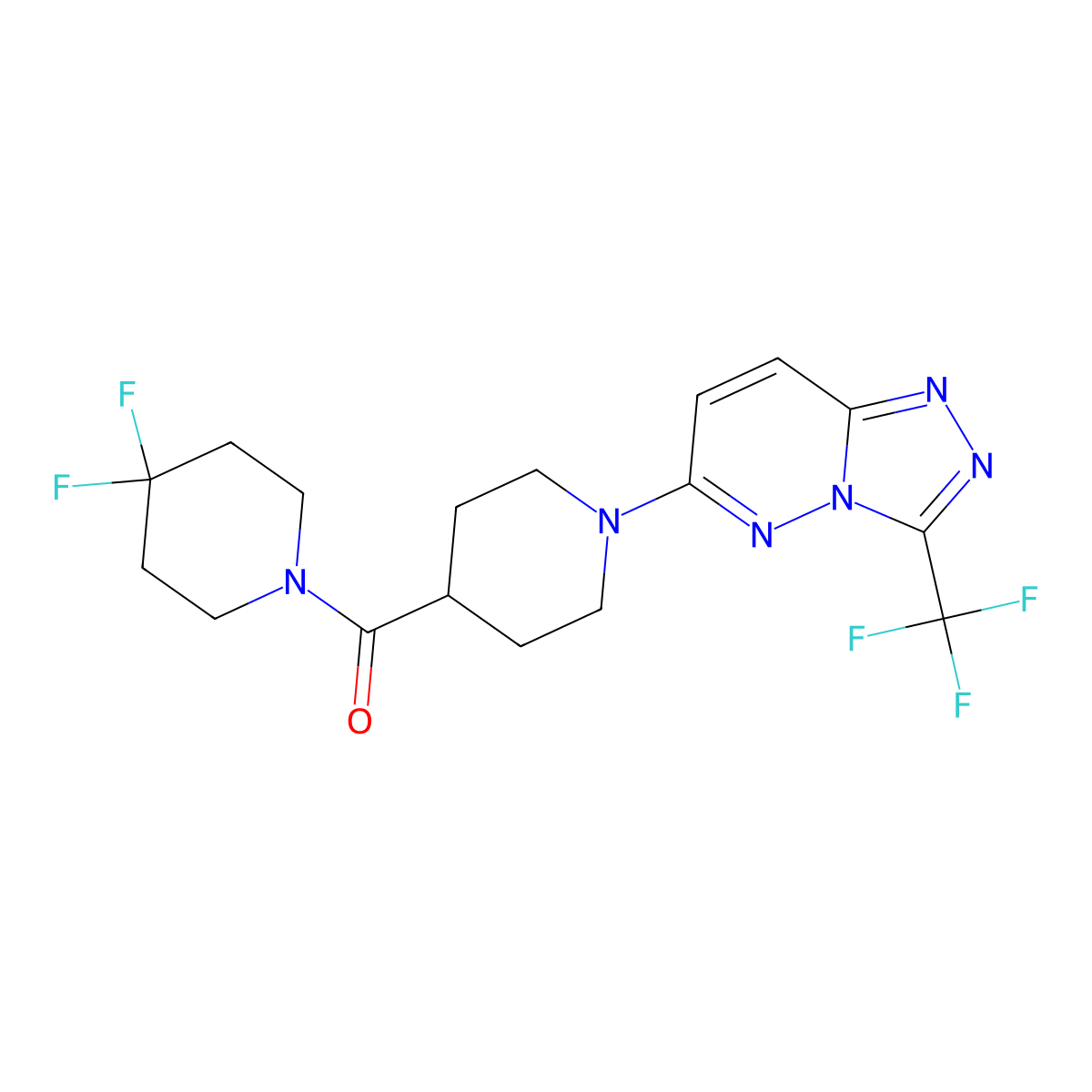 4-(4,4-Difluoropiperidine-1-carbonyl)-1-[3-(trifluoromethyl)-[1,2,4]triazolo[4,3-b]pyridazin-6-yl]piperidine molecular structure, CAS 2741914-41-8