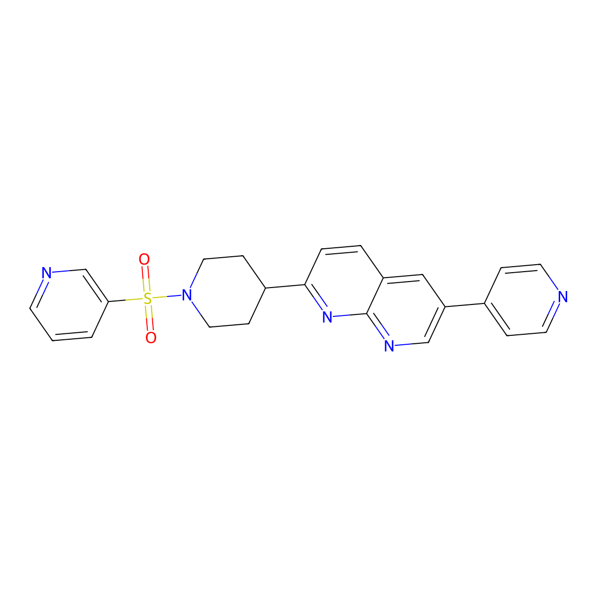 6-(Pyridin-4-yl)-2-[1-(pyridine-3-sulfonyl)piperidin-4-yl]-1,8-naphthyridine molecular structure, CAS 2741914-42-9