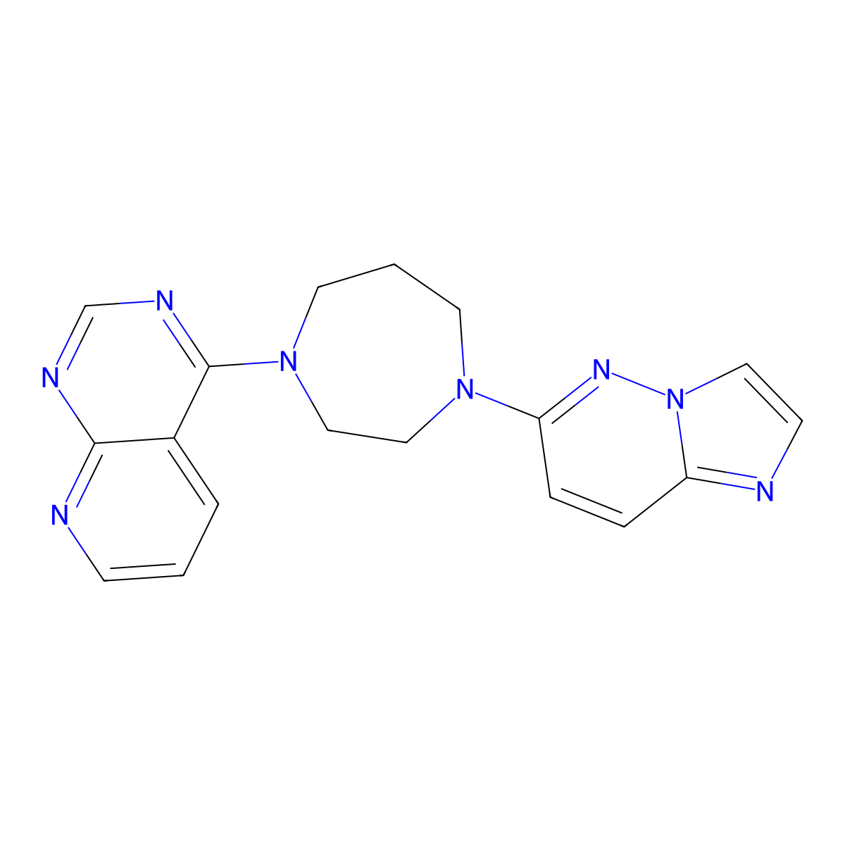 1-{Imidazo[1,2-b]pyridazin-6-yl}-4-{pyrido[2,3-d]pyrimidin-4-yl}-1,4-diazepane molecular structure, CAS 2741914-43-0