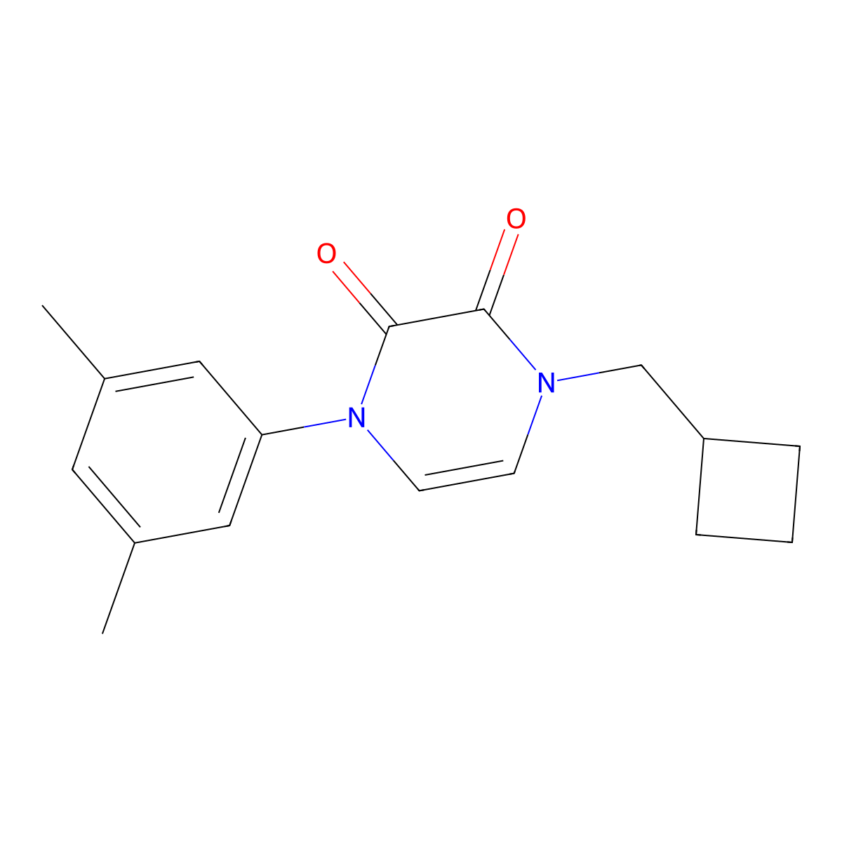 1-(Cyclobutylmethyl)-4-(3,5-dimethylphenyl)-1,2,3,4-tetrahydropyrazine-2,3-dione molecular structure, CAS 2741914-44-1