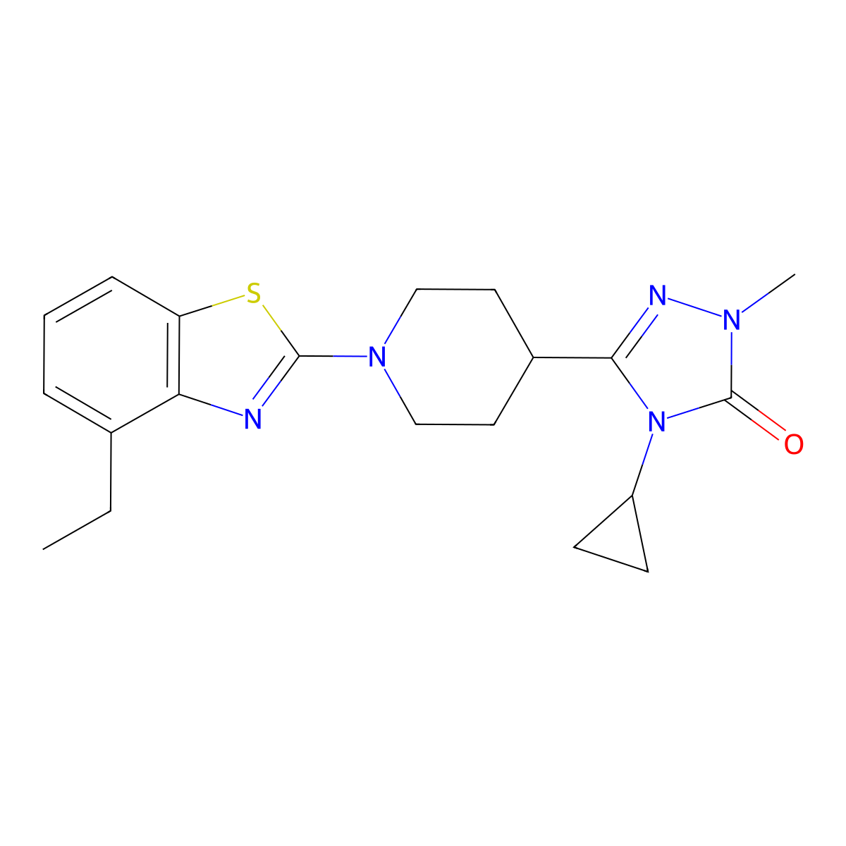 4-cyclopropyl-3-[1-(4-ethyl-1,3-benzothiazol-2-yl)piperidin-4-yl]-1-methyl-4,5-dihydro-1H-1,2,4-triazol-5-one molecular structure, CAS 2741914-46-3