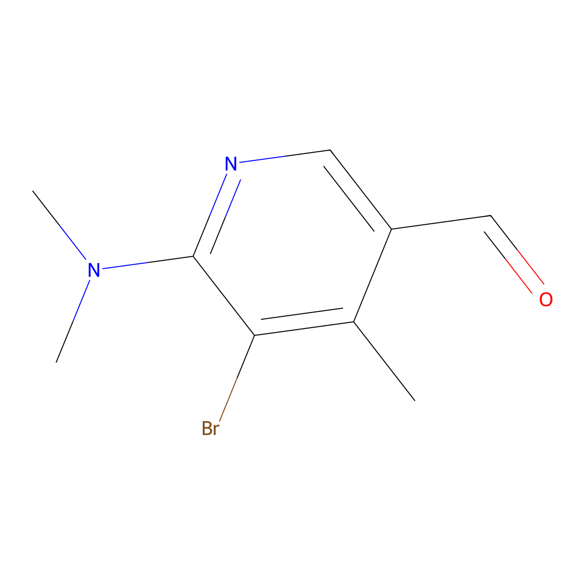 5-Bromo-6-(dimethylamino)-4-methylpyridine-3-carbaldehyde molecular structure, CAS 2741914-53-2