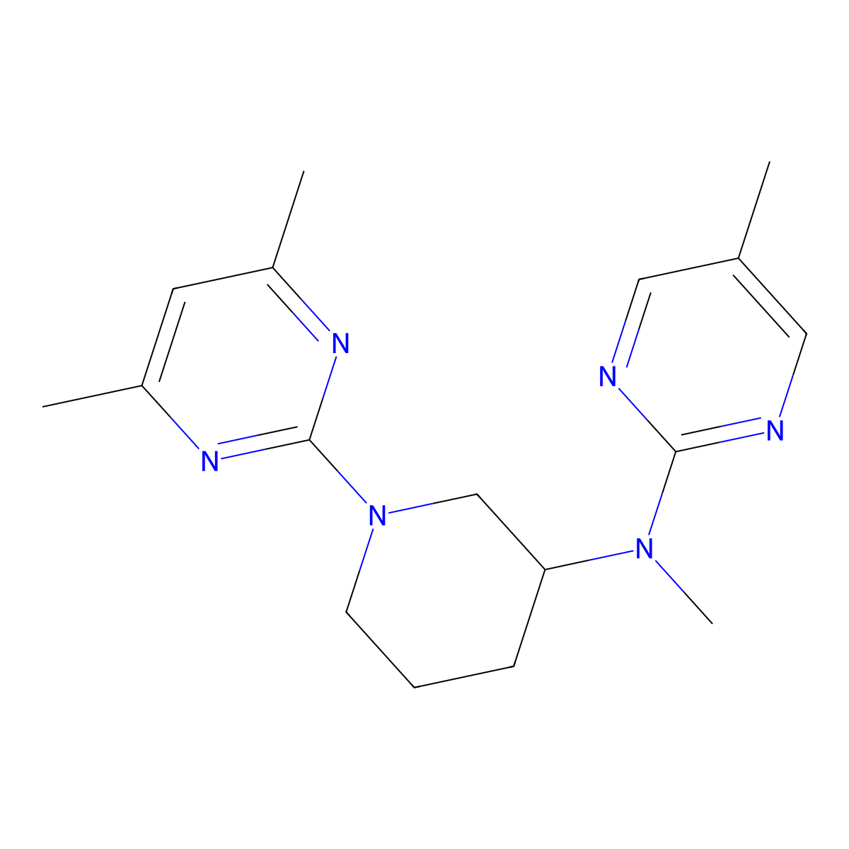 N-[1-(4,6-dimethylpyrimidin-2-yl)piperidin-3-yl]-N,5-dimethylpyrimidin-2-amine molecular structure, CAS 2741914-59-8