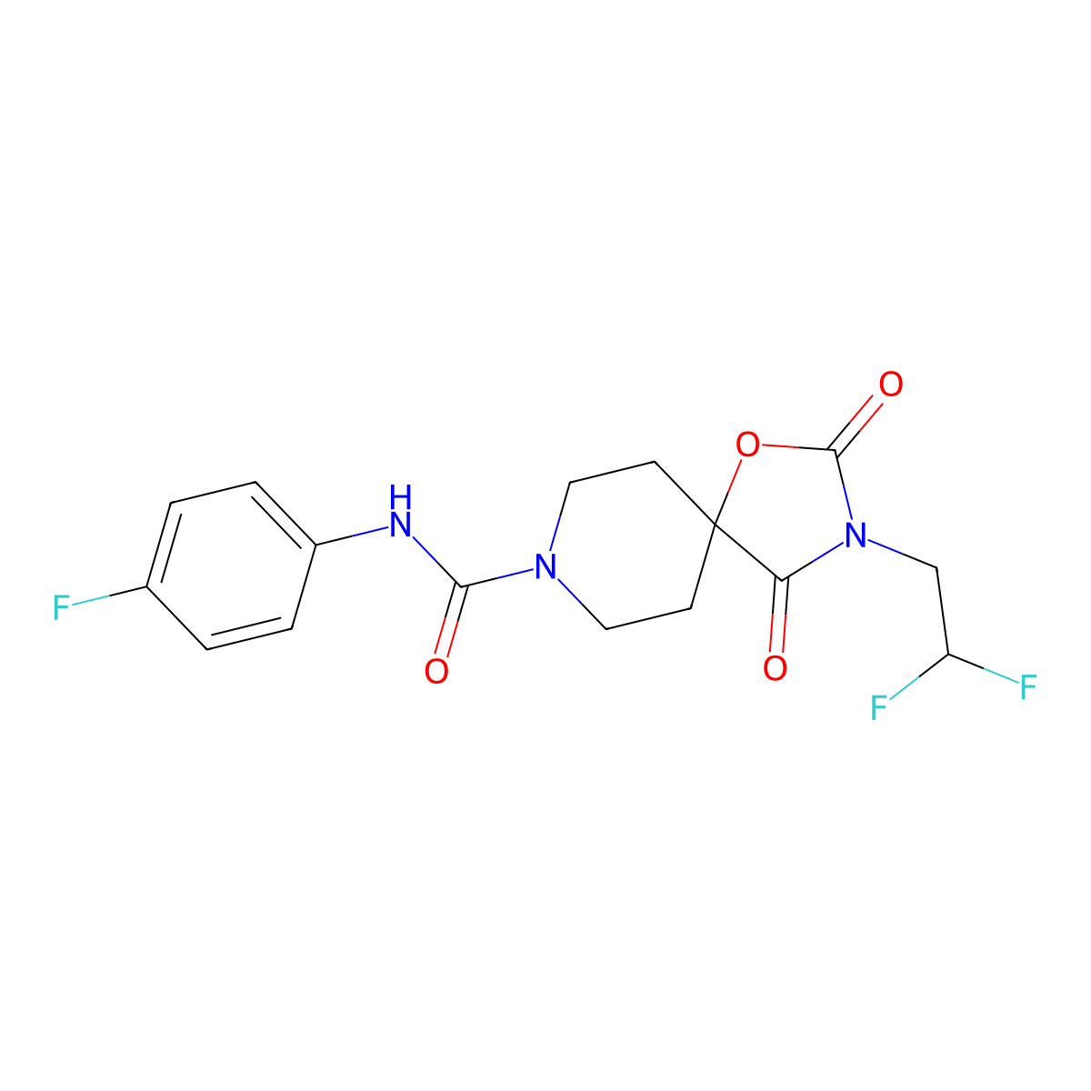 3-(2,2-difluoroethyl)-N-(4-fluorophenyl)-2,4-dioxo-1-oxa-3,8-diazaspiro[4.5]decane-8-carboxamide molecular structure, CAS 2741914-60-1