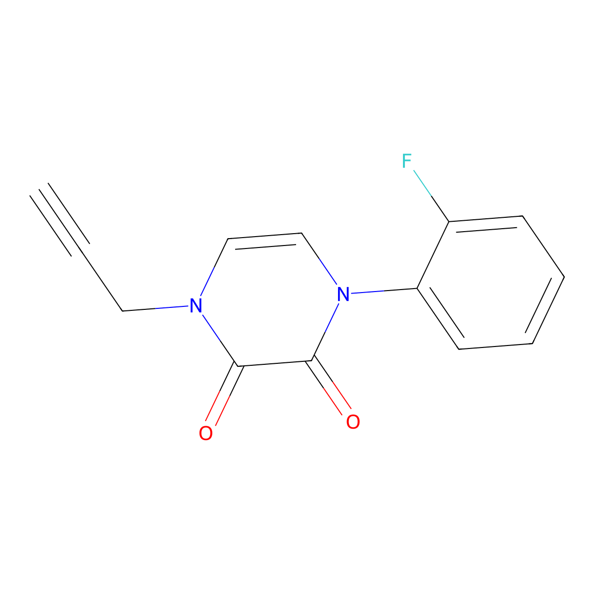 1-(2-Fluorophenyl)-4-prop-2-ynylpyrazine-2,3-dione molecular structure, CAS 2741914-62-3