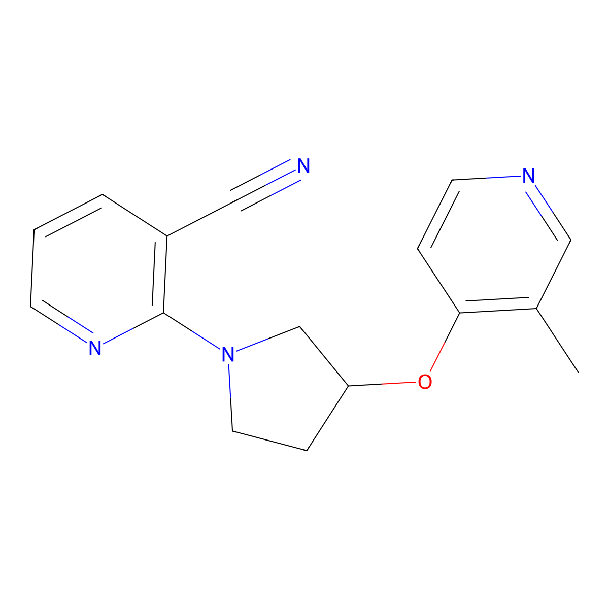 2-{3-[(3-Methylpyridin-4-yl)oxy]pyrrolidin-1-yl}pyridine-3-carbonitrile molecular structure, CAS 2741914-64-5