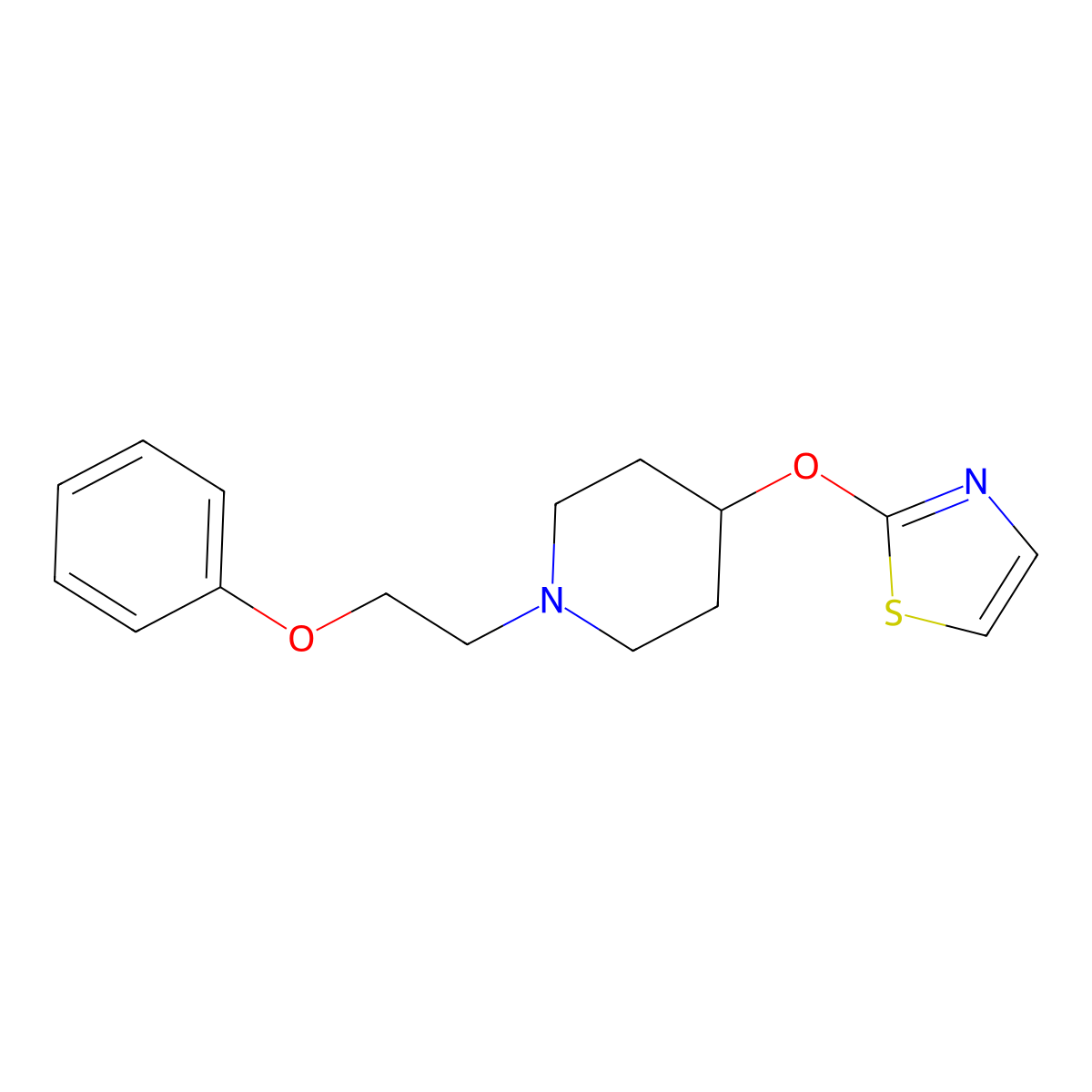 1-(2-Phenoxyethyl)-4-(1,3-thiazol-2-yloxy)piperidine molecular structure, CAS 2741918-47-6