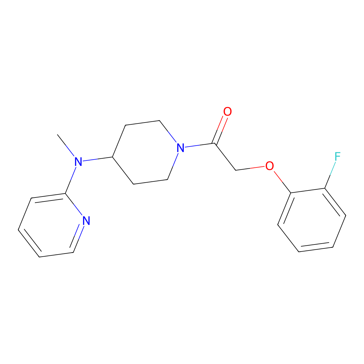 2-(2-Fluorophenoxy)-1-{4-[methyl(pyridin-2-yl)amino]piperidin-1-yl}ethan-1-one molecular structure, CAS 2741918-48-7