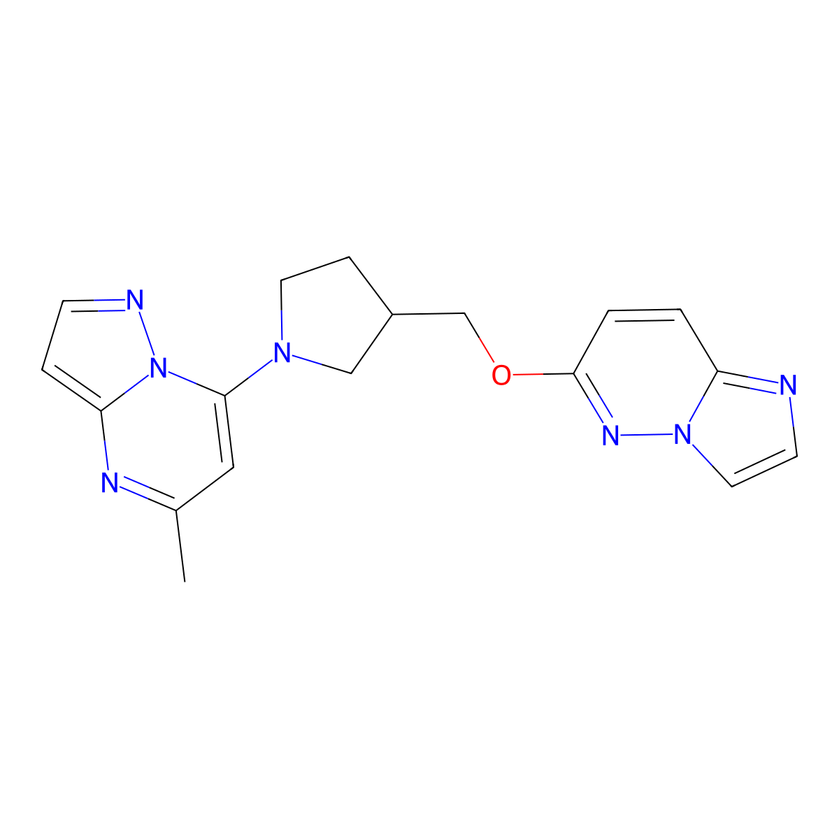 3-({Imidazo[1,2-b]pyridazin-6-yloxy}methyl)-1-{5-methylpyrazolo[1,5-a]pyrimidin-7-yl}pyrrolidine molecular structure, CAS 2741918-50-1