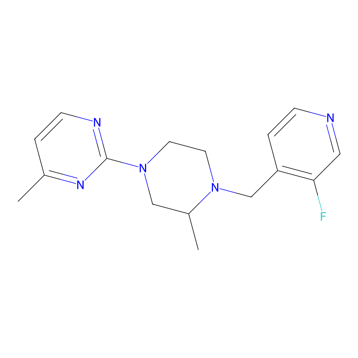 2-{4-[(3-Fluoropyridin-4-yl)methyl]-3-methylpiperazin-1-yl}-4-methylpyrimidine molecular structure, CAS 2741918-55-6