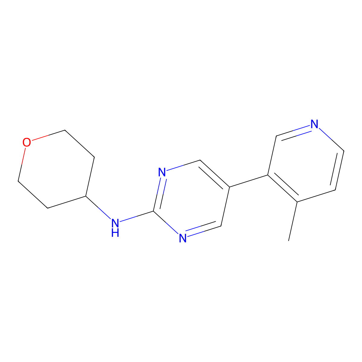 5-(4-methylpyridin-3-yl)-N-(oxan-4-yl)pyrimidin-2-amine molecular structure, CAS 2741918-58-9