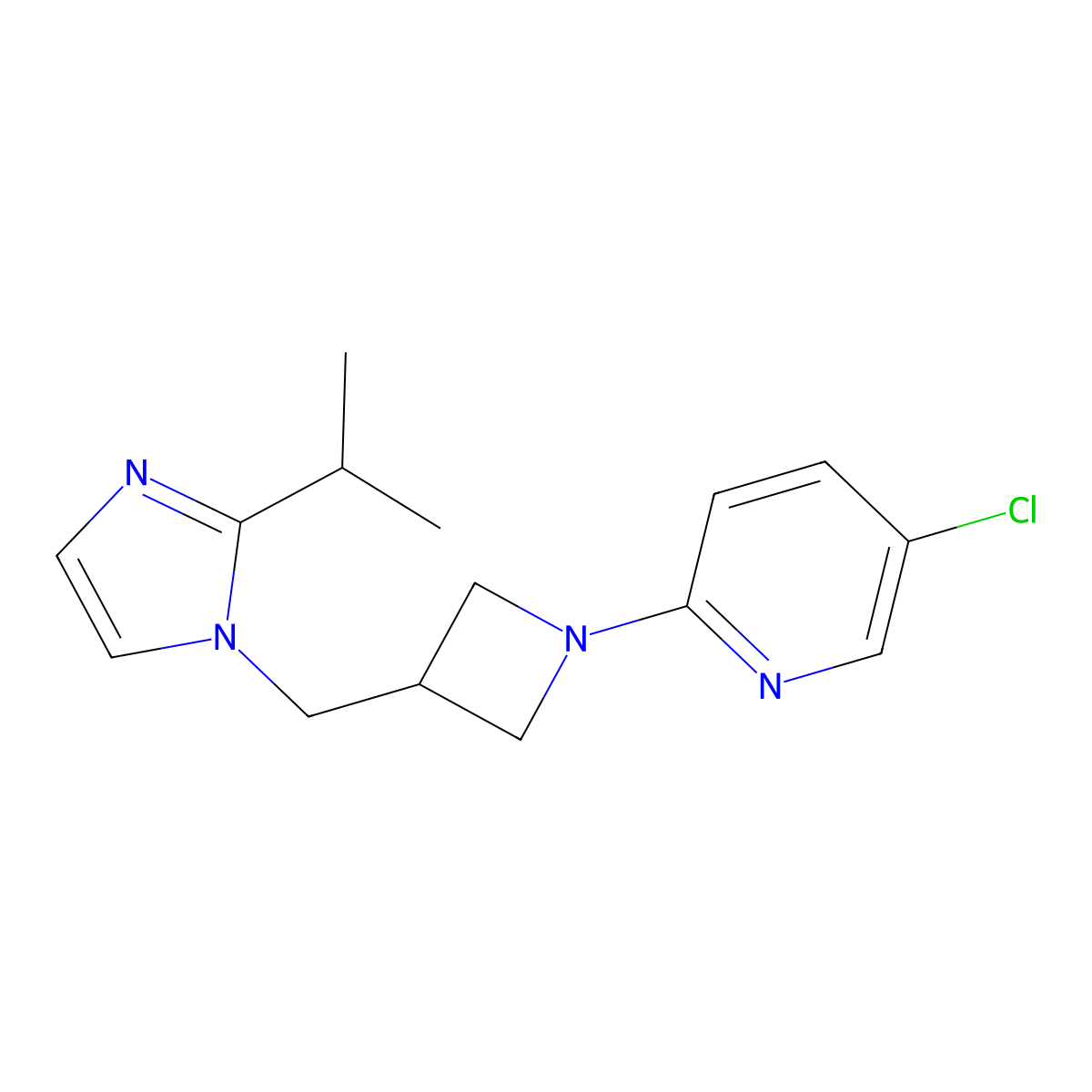 5-chloro-2-(3-{[2-(propan-2-yl)-1H-imidazol-1-yl]methyl}azetidin-1-yl)pyridine molecular structure, CAS 2741918-64-7