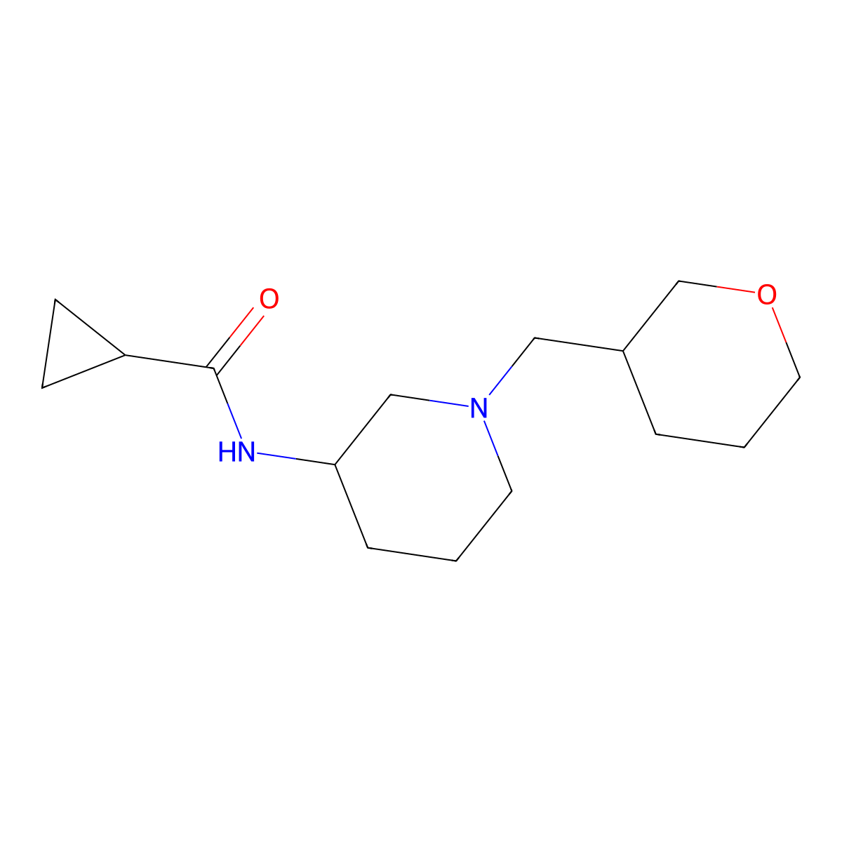 N-{1-[(oxan-3-yl)methyl]piperidin-3-yl}cyclopropanecarboxamide molecular structure, CAS 2741918-70-5