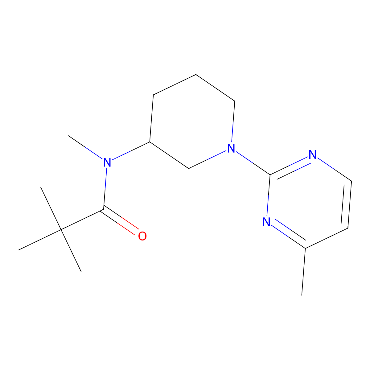 N,2,2-trimethyl-N-[1-(4-methylpyrimidin-2-yl)piperidin-3-yl]propanamide molecular structure, CAS 2741918-71-6