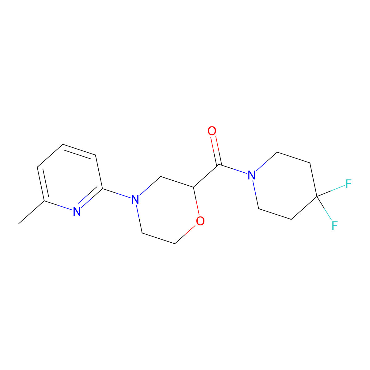 2-(4,4-Difluoropiperidine-1-carbonyl)-4-(6-methylpyridin-2-yl)morpholine molecular structure, CAS 2741918-73-8