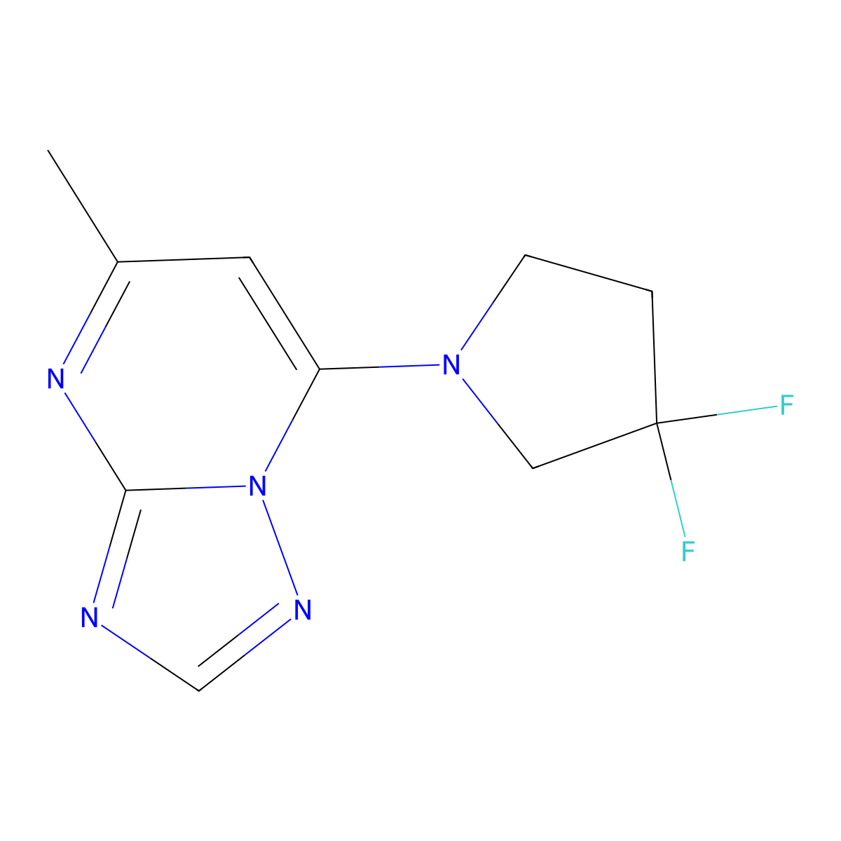 7-(3,3-Difluoropyrrolidin-1-yl)-5-methyl-[1,2,4]triazolo[1,5-a]pyrimidine molecular structure, CAS 2741918-80-7