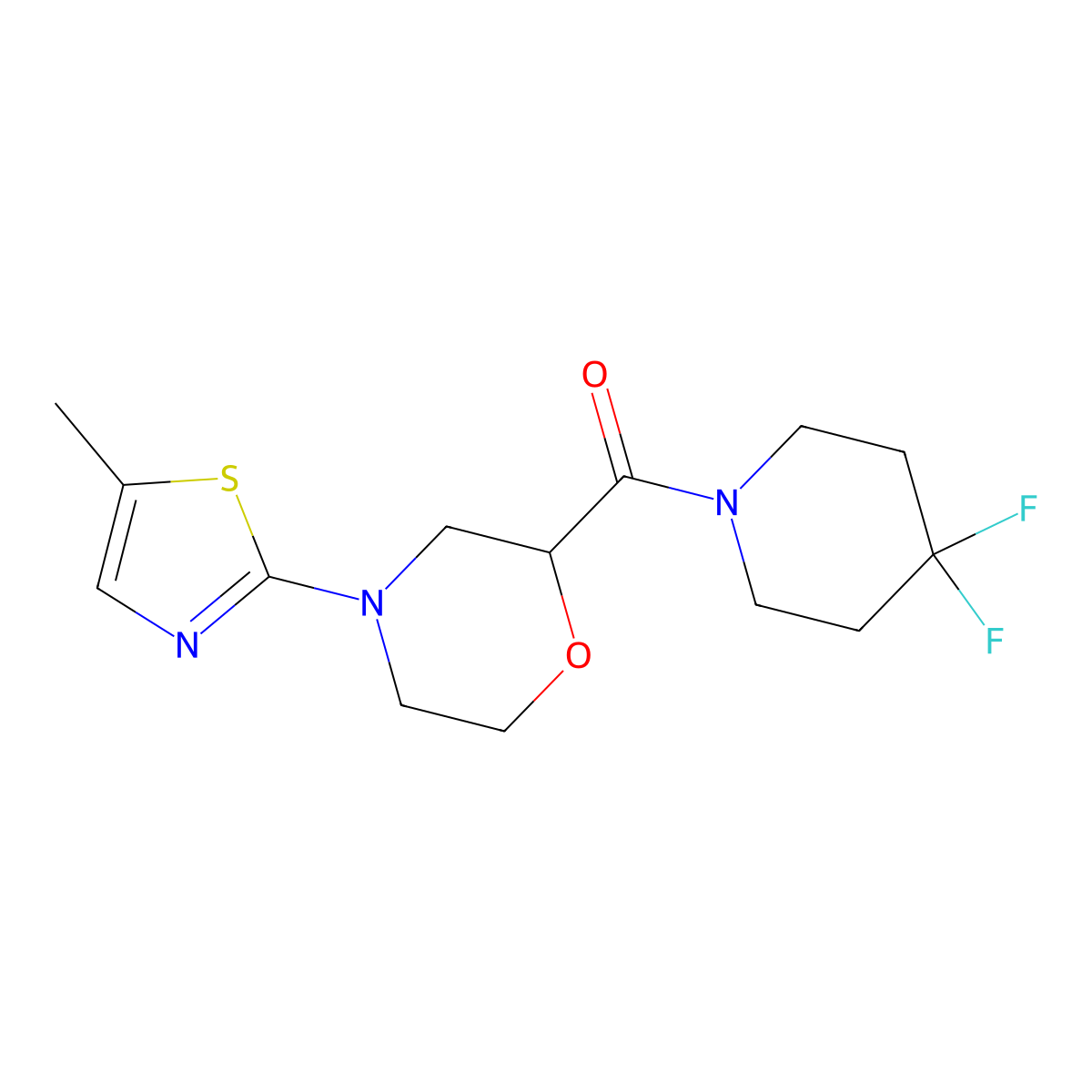 2-(4,4-Difluoropiperidine-1-carbonyl)-4-(5-methyl-1,3-thiazol-2-yl)morpholine molecular structure, CAS 2741918-81-8
