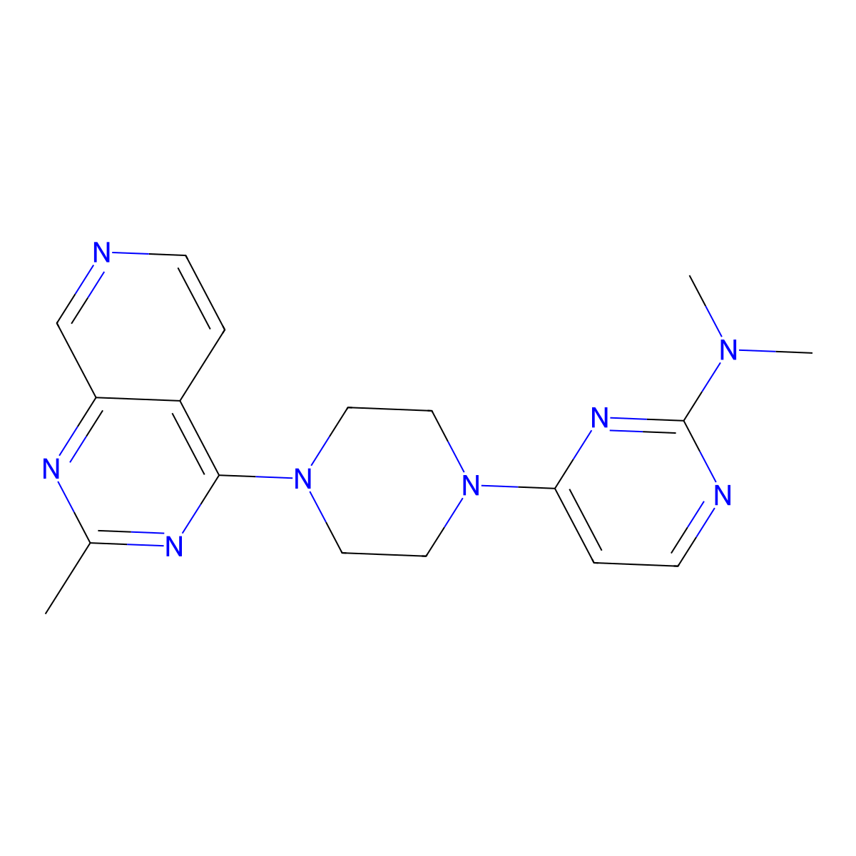 N,N-dimethyl-4-(4-{2-methylpyrido[3,4-d]pyrimidin-4-yl}piperazin-1-yl)pyrimidin-2-amine molecular structure, CAS 2741918-87-4