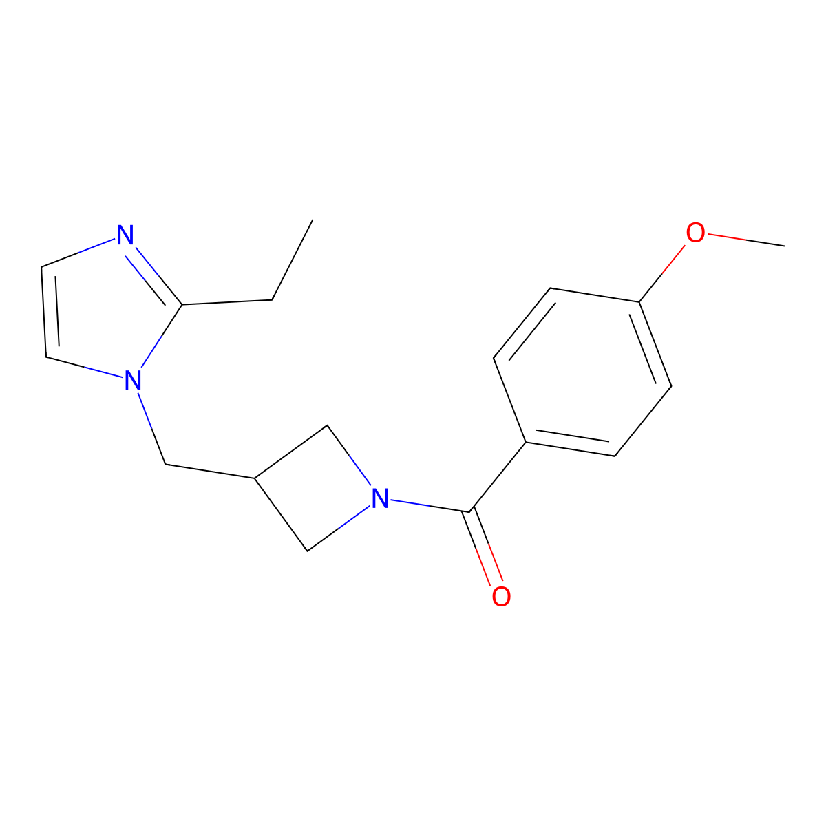 2-ethyl-1-{[1-(4-methoxybenzoyl)azetidin-3-yl]methyl}-1H-imidazole molecular structure, CAS 2741918-91-0