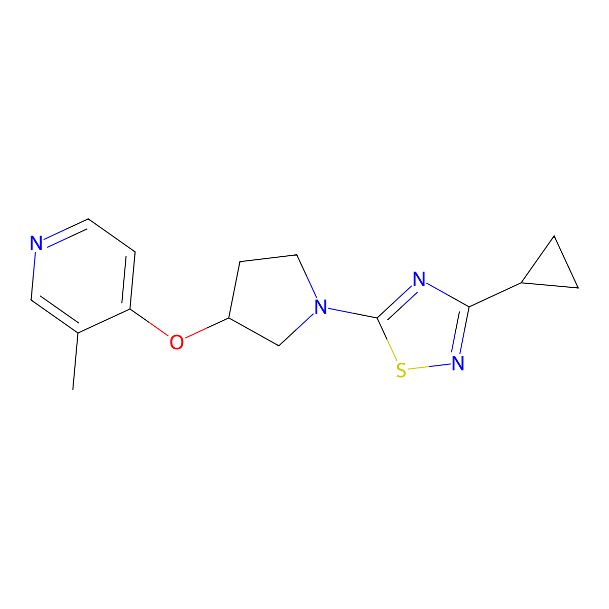 4-{[1-(3-Cyclopropyl-1,2,4-thiadiazol-5-yl)pyrrolidin-3-yl]oxy}-3-methylpyridine molecular structure, CAS 2741918-96-5