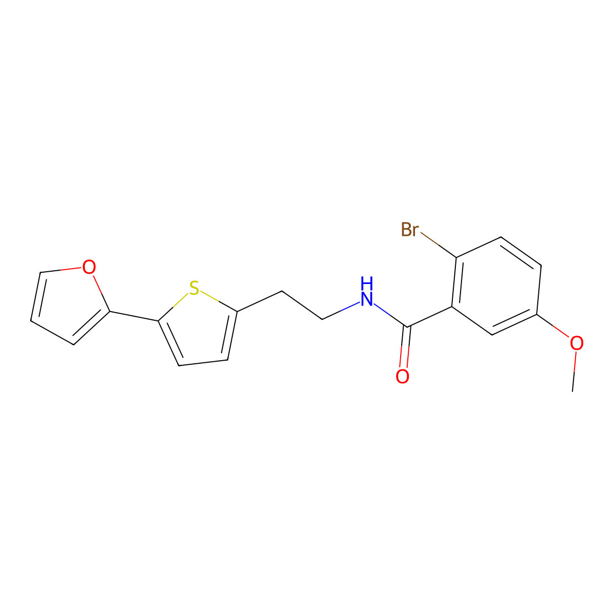 2-bromo-N-{2-[5-(furan-2-yl)thiophen-2-yl]ethyl}-5-methoxybenzamide molecular structure, CAS 2741919-01-5
