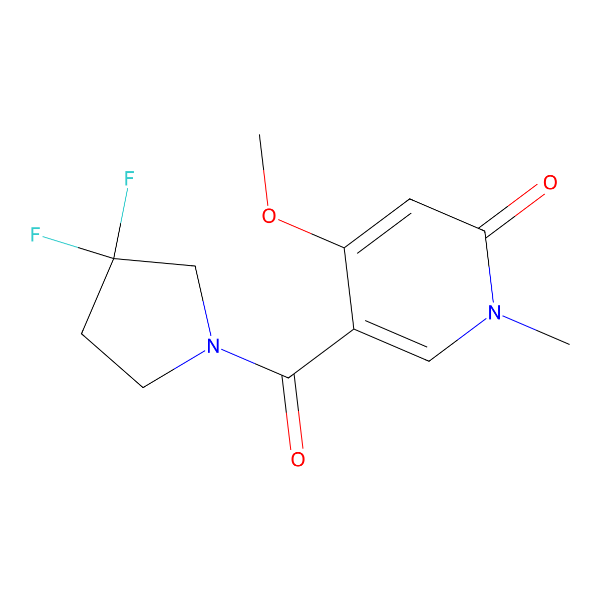 5-(3,3-Difluoropyrrolidine-1-carbonyl)-4-methoxy-1-methyl-1,2-dihydropyridin-2-one molecular structure, CAS 2741919-04-8