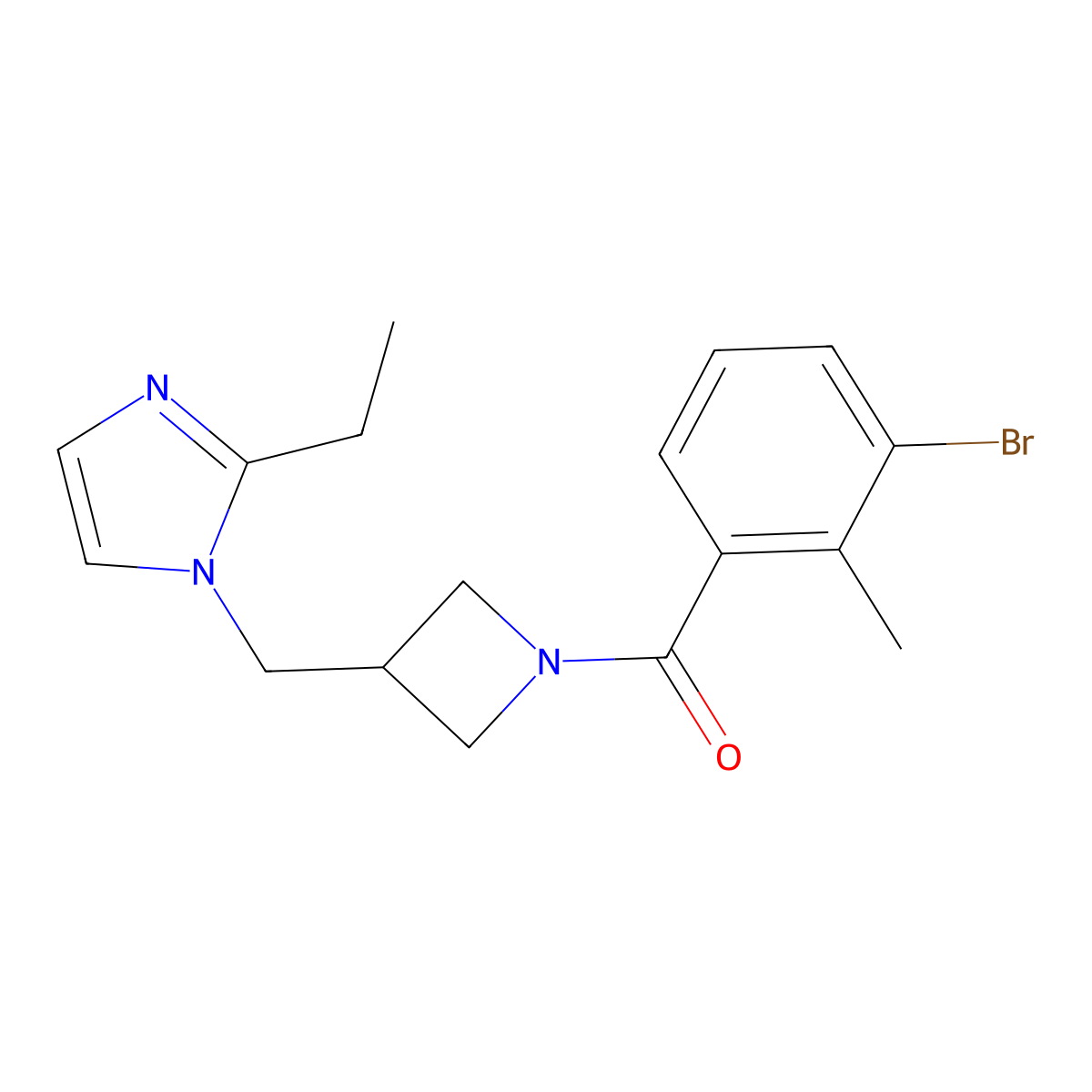 1-{[1-(3-bromo-2-methylbenzoyl)azetidin-3-yl]methyl}-2-ethyl-1H-imidazole molecular structure, CAS 2741919-05-9