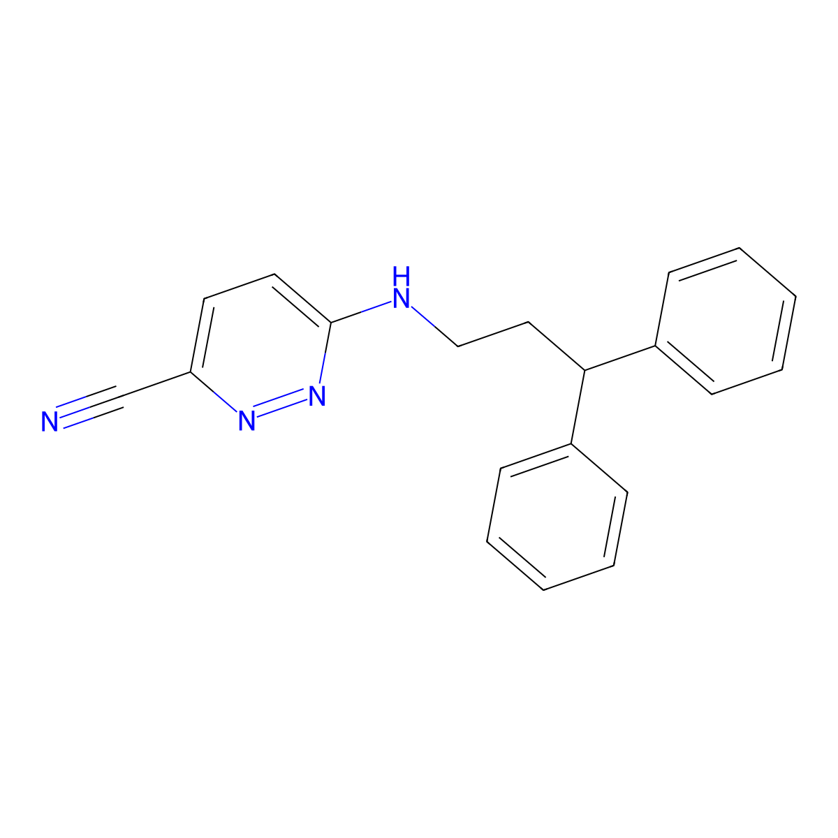 6-[(3,3-Diphenylpropyl)amino]pyridazine-3-carbonitrile molecular structure, CAS 2741919-07-1