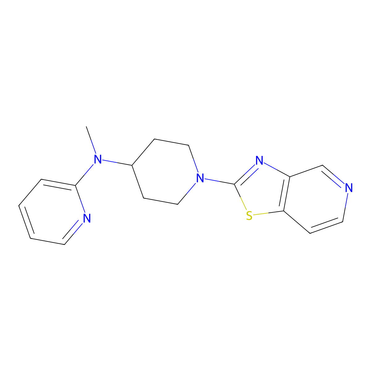 N-methyl-N-(1-{[1,3]thiazolo[4,5-c]pyridin-2-yl}piperidin-4-yl)pyridin-2-amine molecular structure, CAS 2741919-09-3
