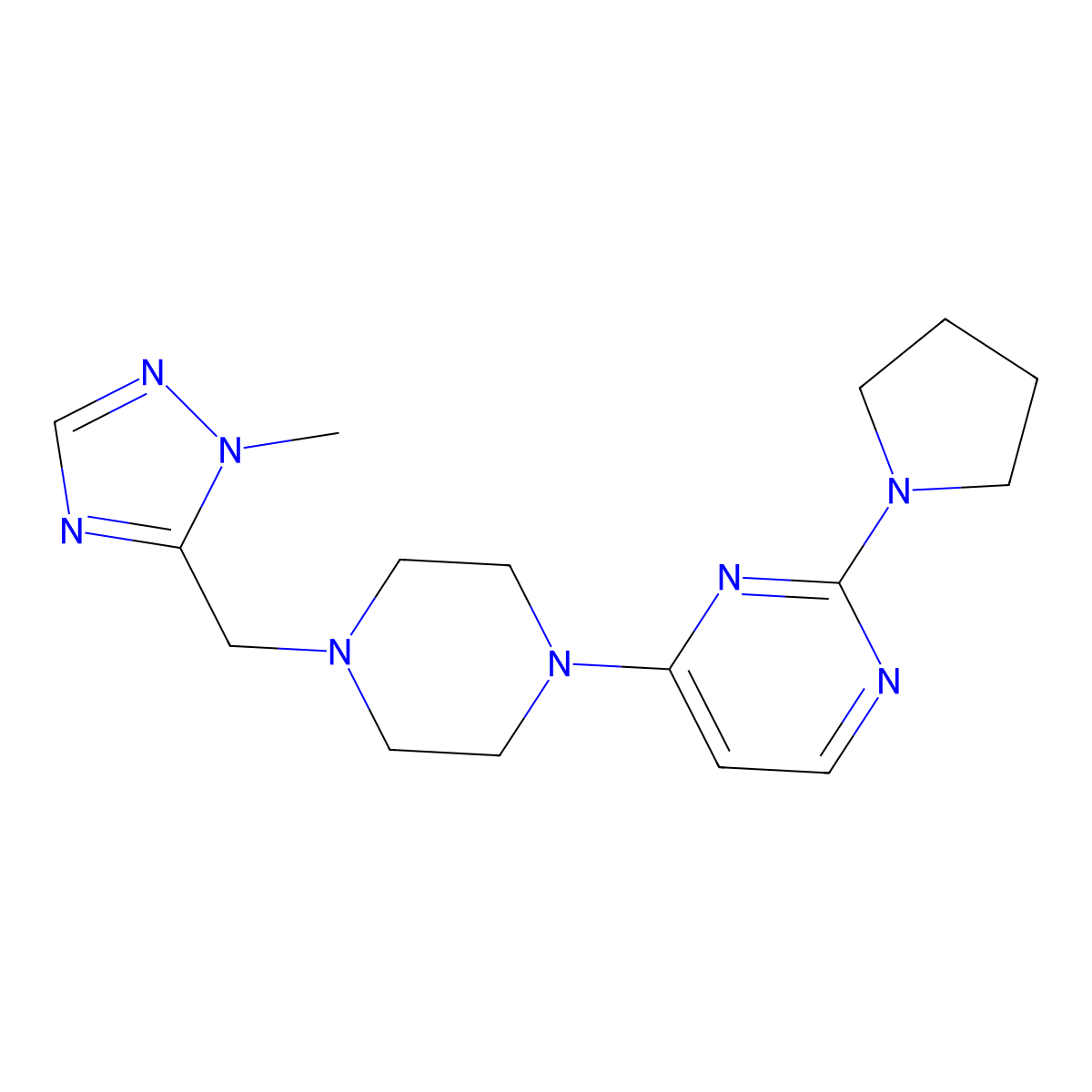 4-{4-[(1-methyl-1H-1,2,4-triazol-5-yl)methyl]piperazin-1-yl}-2-(pyrrolidin-1-yl)pyrimidine molecular structure, CAS 2741919-10-6