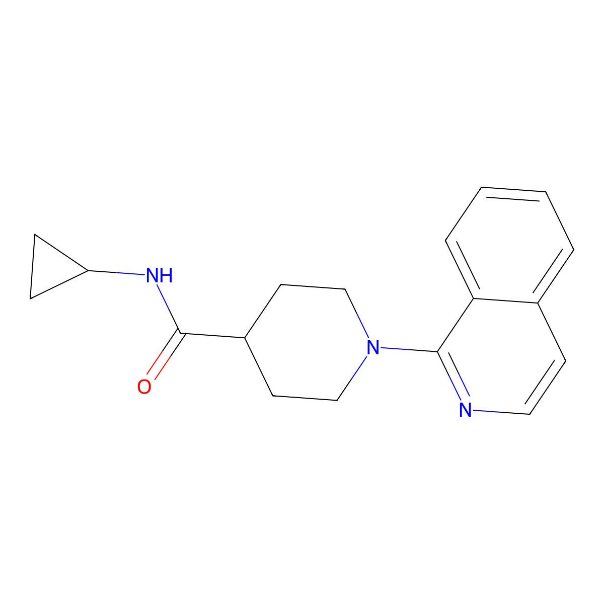 N-cyclopropyl-1-(isoquinolin-1-yl)piperidine-4-carboxamide molecular structure, CAS 2741919-13-9