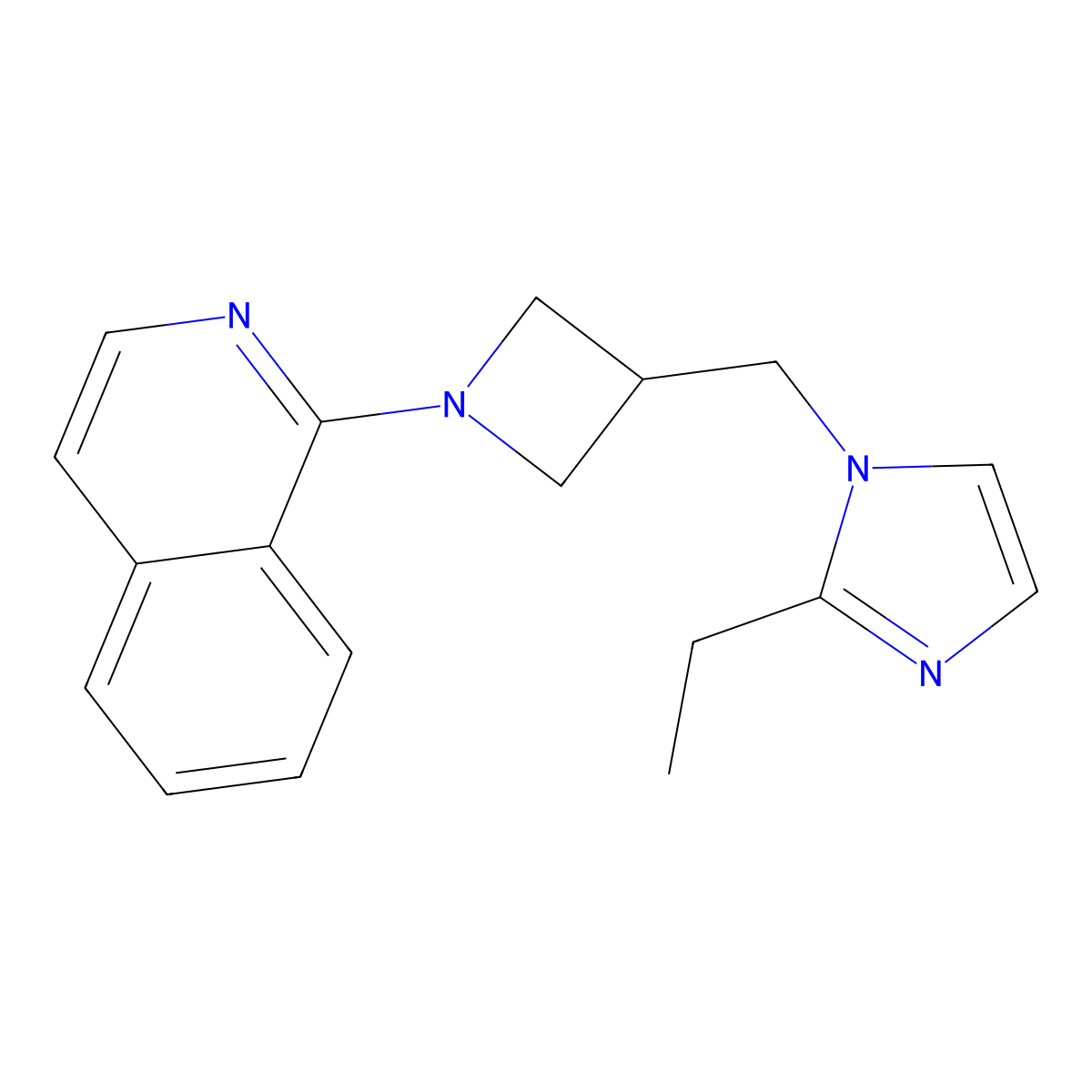 1-{3-[(2-ethyl-1H-imidazol-1-yl)methyl]azetidin-1-yl}isoquinoline molecular structure, CAS 2741919-14-0