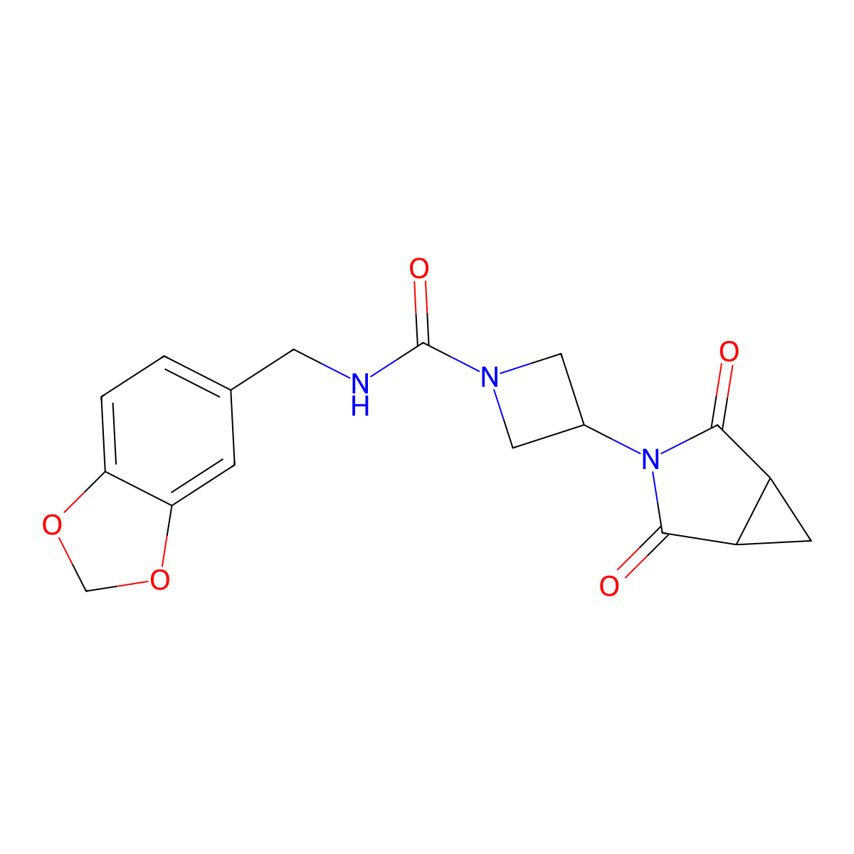 N-(benzo[d][1,3]dioxol-5-ylmethyl)-3-(2,4-dioxo-3-azabicyclo[3.1.0]hexan-3-yl)azetidine-1-carboxamide molecular structure, CAS 2741919-24-2