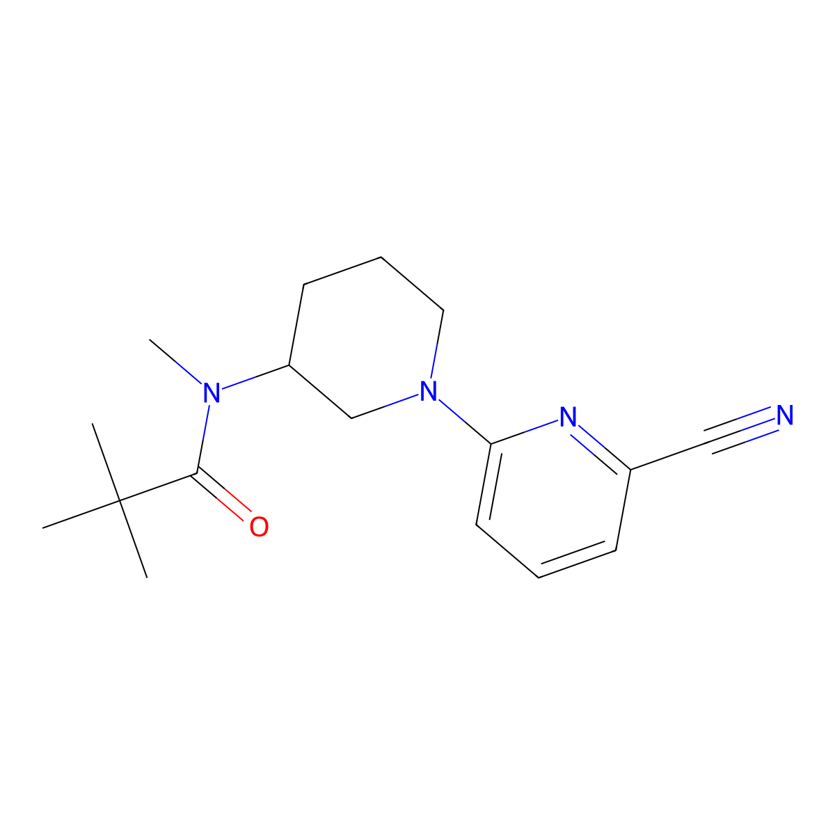 N-[1-(6-cyanopyridin-2-yl)piperidin-3-yl]-N,2,2-trimethylpropanamide molecular structure, CAS 2741919-27-5