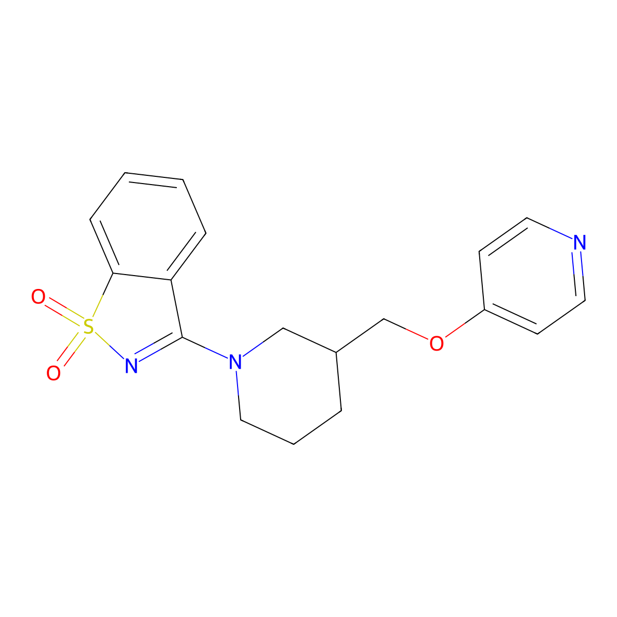 3-[3-(Pyridin-4-yloxymethyl)piperidin-1-yl]-1,2-benzothiazole 1,1-dioxide molecular structure, CAS 2741919-28-6