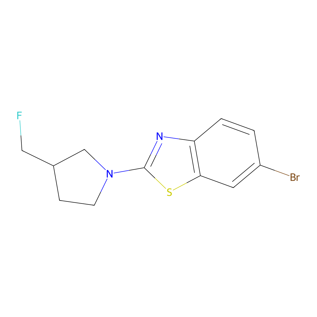6-Bromo-2-[3-(fluoromethyl)pyrrolidin-1-yl]-1,3-benzothiazole molecular structure, CAS 2741919-33-3