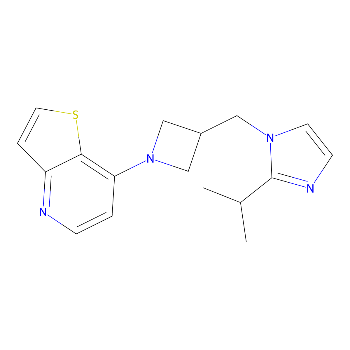 2-(propan-2-yl)-1-[(1-{thieno[3,2-b]pyridin-7-yl}azetidin-3-yl)methyl]-1H-imidazole molecular structure, CAS 2741919-36-6