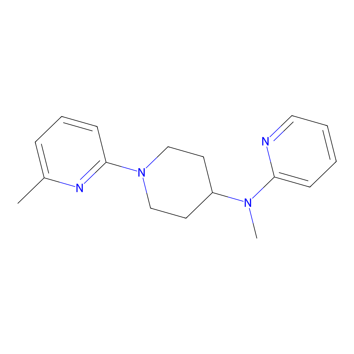 N-methyl-N-[1-(6-methylpyridin-2-yl)piperidin-4-yl]pyridin-2-amine molecular structure, CAS 2741919-49-1