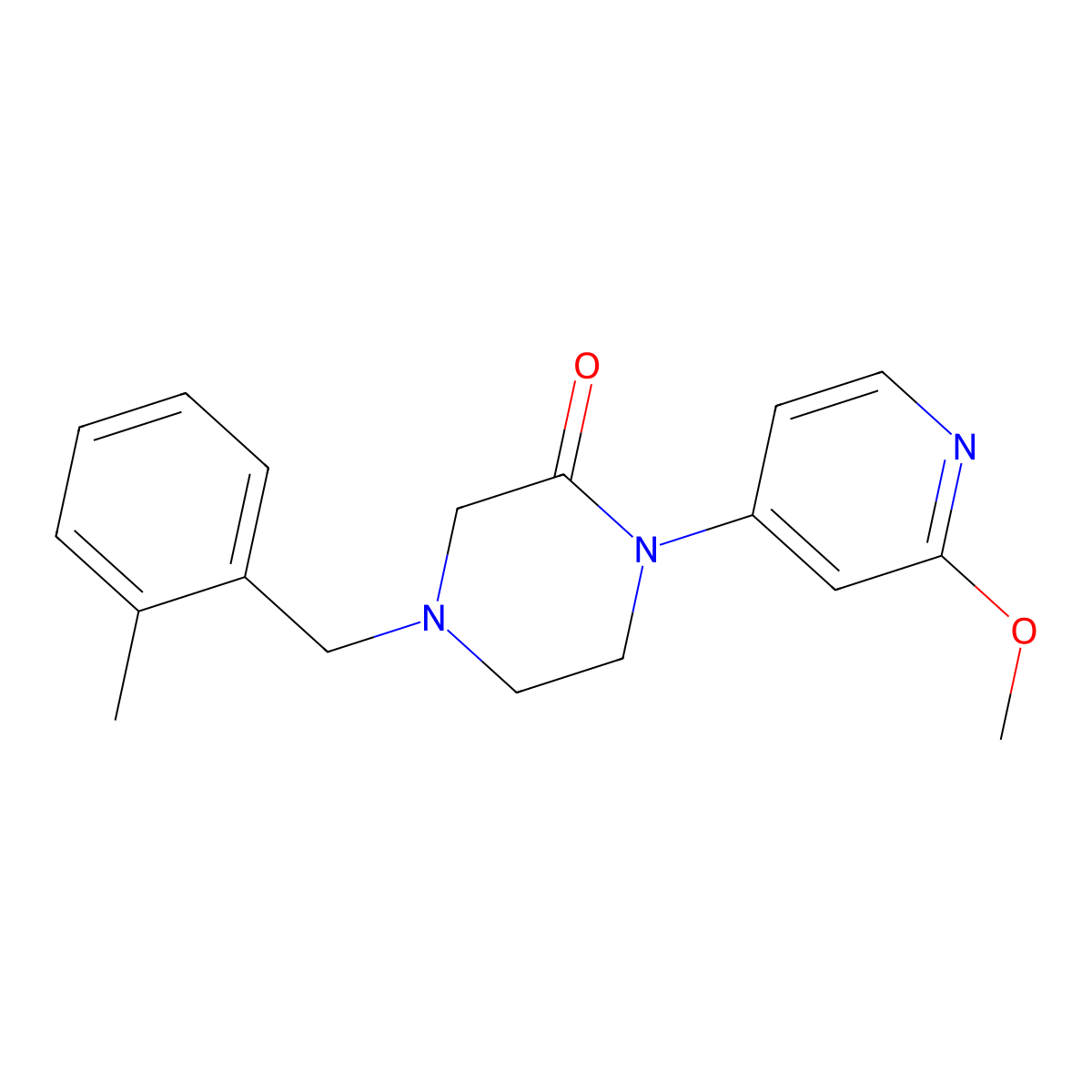 1-(2-Methoxypyridin-4-yl)-4-[(2-methylphenyl)methyl]piperazin-2-one molecular structure, CAS 2741919-56-0