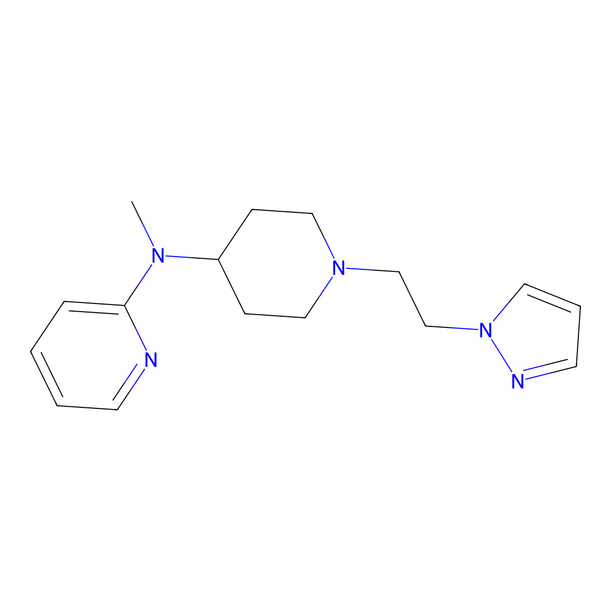N-methyl-N-{1-[2-(1H-pyrazol-1-yl)ethyl]piperidin-4-yl}pyridin-2-amine molecular structure, CAS 2741919-58-2