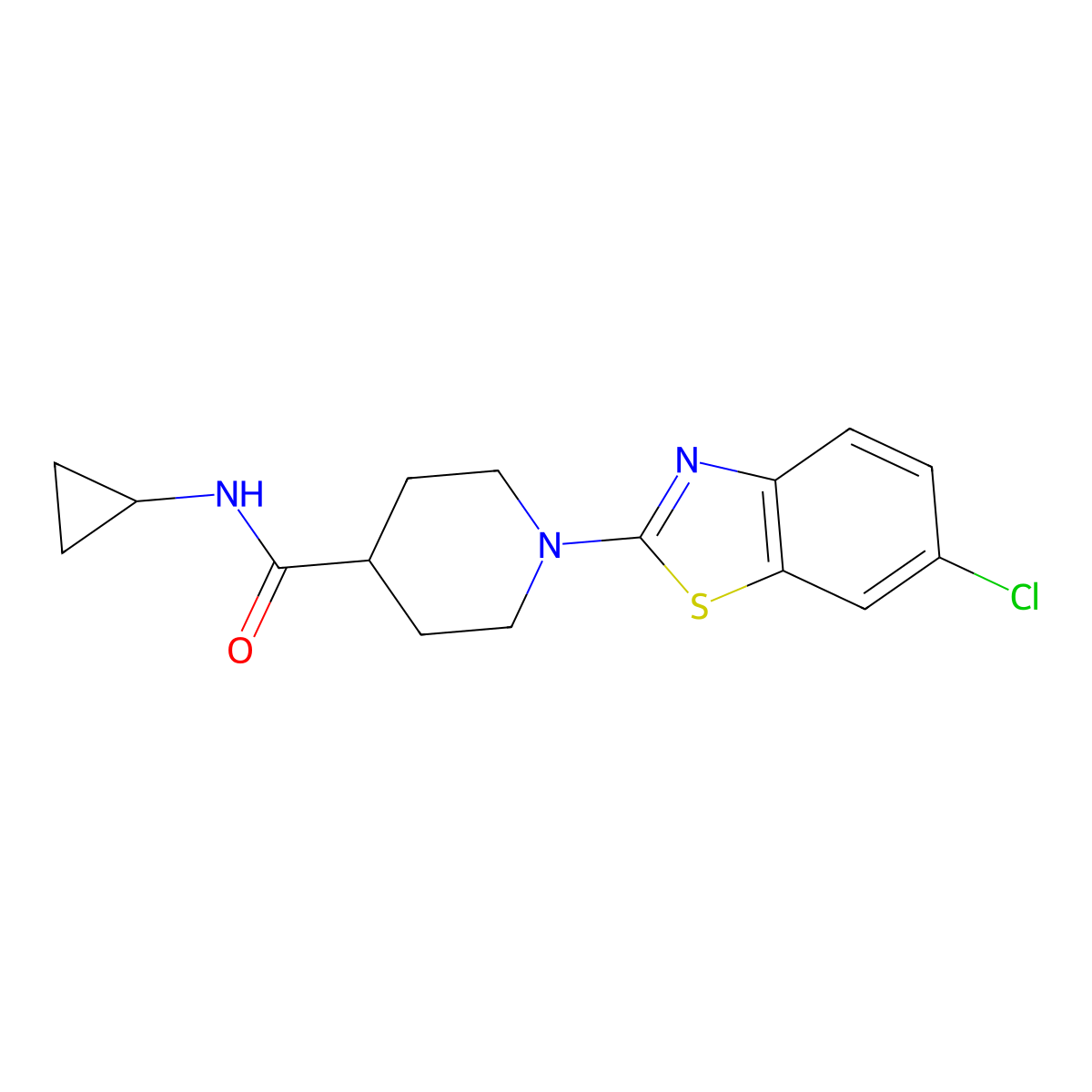 1-(6-chloro-1,3-benzothiazol-2-yl)-N-cyclopropylpiperidine-4-carboxamide molecular structure, CAS 2741919-63-9