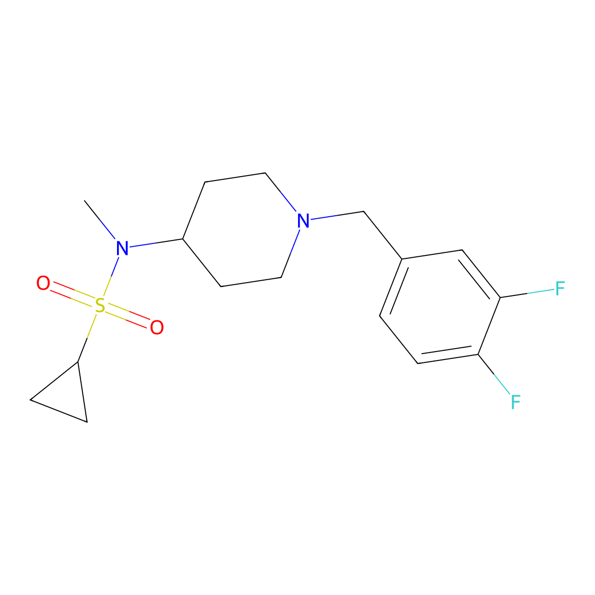 N-{1-[(3,4-difluorophenyl)methyl]piperidin-4-yl}-N-methylcyclopropanesulfonamide molecular structure, CAS 2741919-65-1