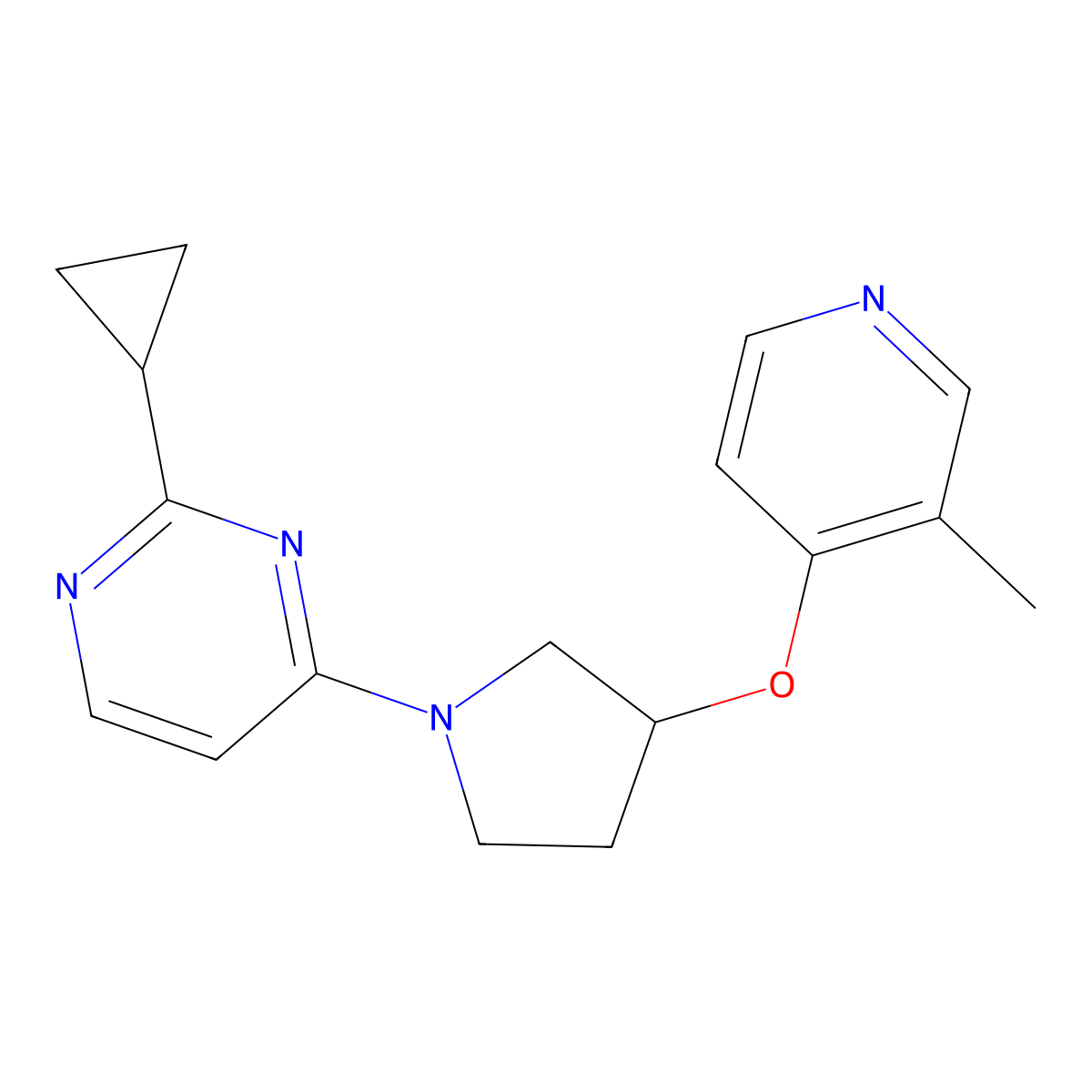 2-Cyclopropyl-4-{3-[(3-methylpyridin-4-yl)oxy]pyrrolidin-1-yl}pyrimidine molecular structure, CAS 2741919-68-4