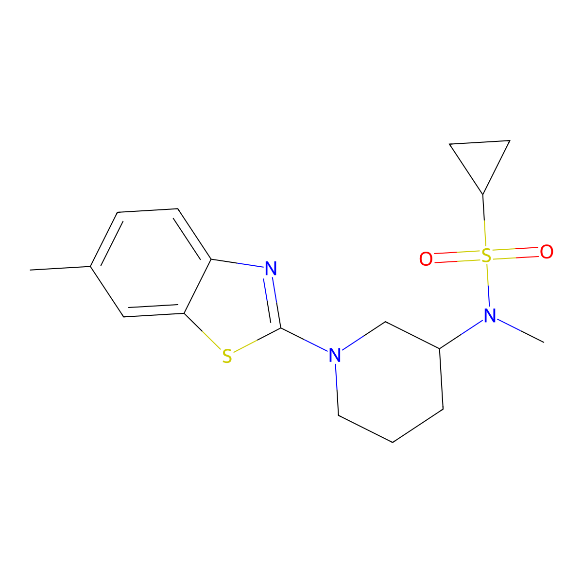 N-methyl-N-[1-(6-methyl-1,3-benzothiazol-2-yl)piperidin-3-yl]cyclopropanesulfonamide molecular structure, CAS 2741919-69-5