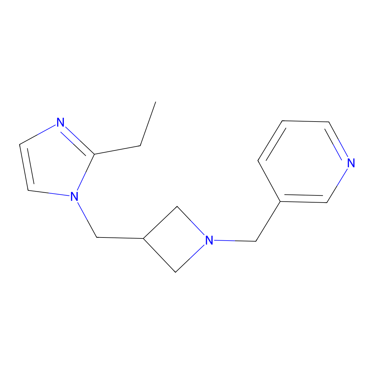 3-({3-[(2-ethyl-1H-imidazol-1-yl)methyl]azetidin-1-yl}methyl)pyridine molecular structure, CAS 2741919-71-9