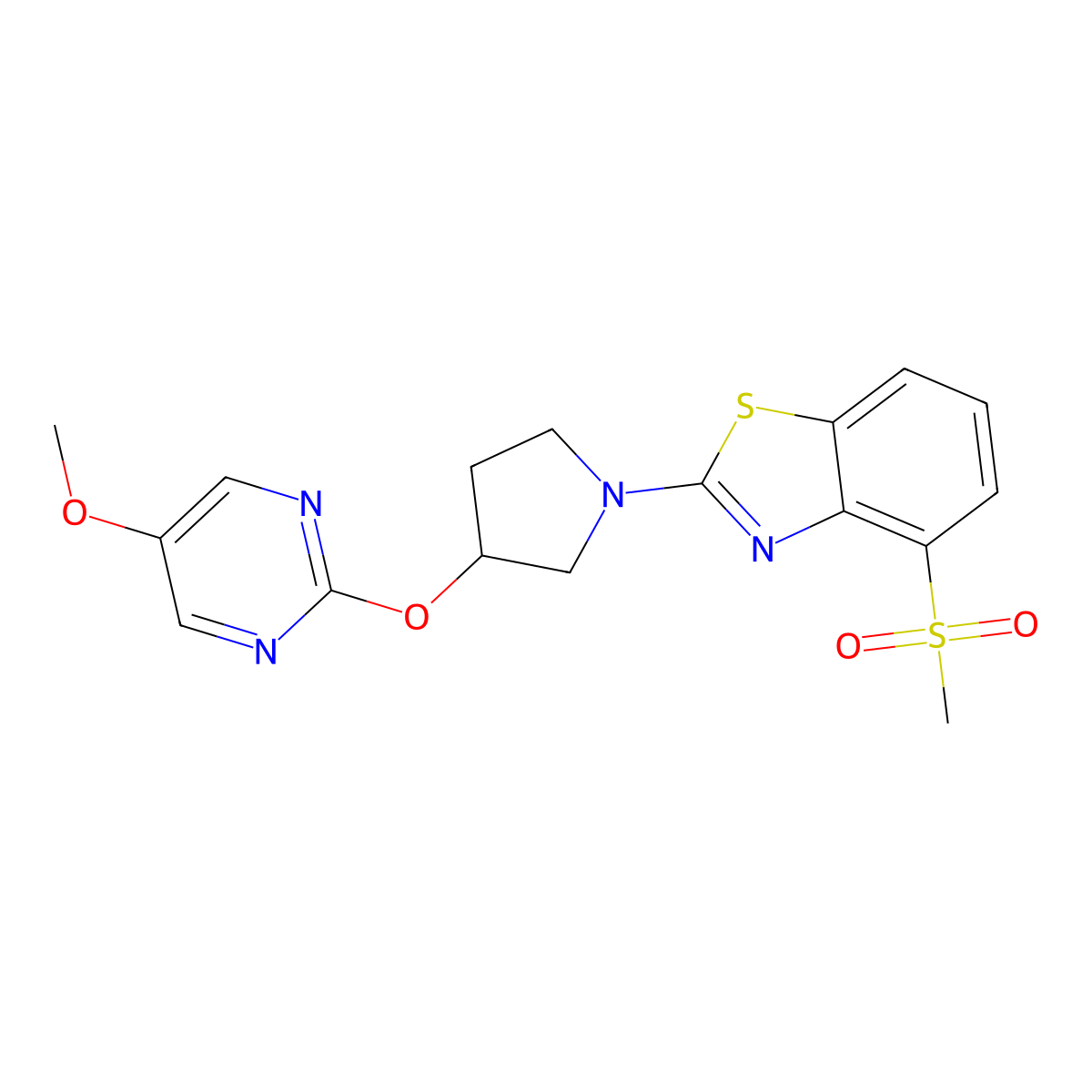4-Methanesulfonyl-2-{3-[(5-methoxypyrimidin-2-yl)oxy]pyrrolidin-1-yl}-1,3-benzothiazole molecular structure, CAS 2741919-73-1