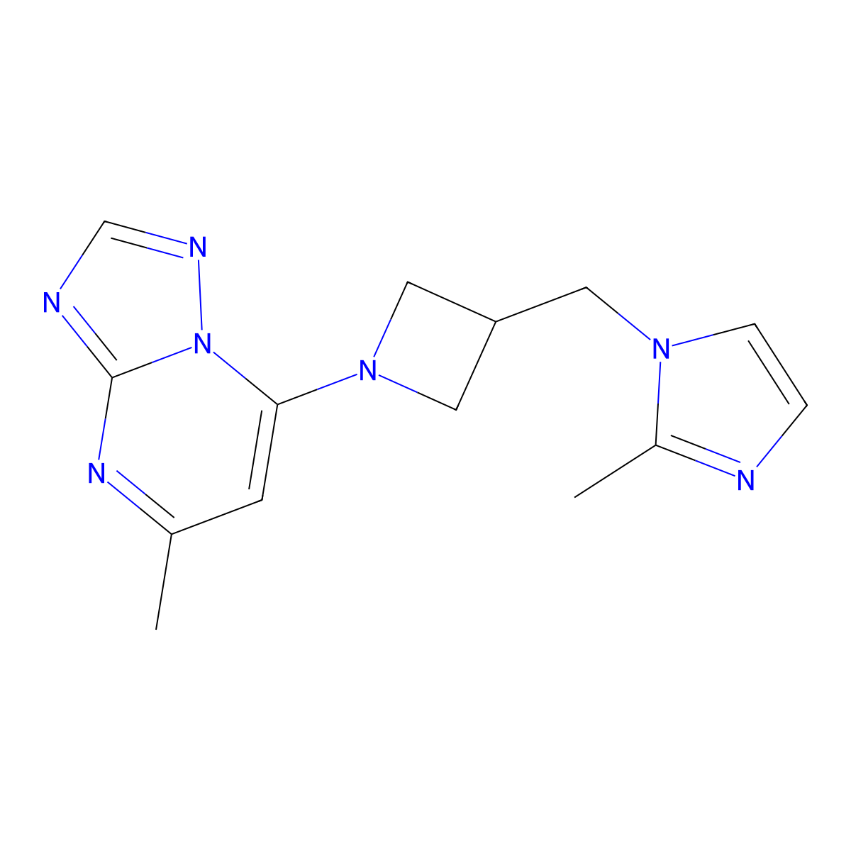 2-methyl-1-[(1-{5-methyl-[1,2,4]triazolo[1,5-a]pyrimidin-7-yl}azetidin-3-yl)methyl]-1H-imidazole molecular structure, CAS 2741919-77-5