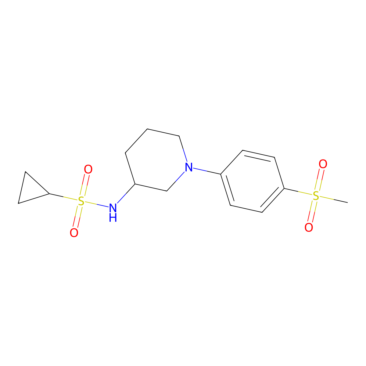 N-[1-(4-methanesulfonylphenyl)piperidin-3-yl]cyclopropanesulfonamide molecular structure, CAS 2741919-80-0