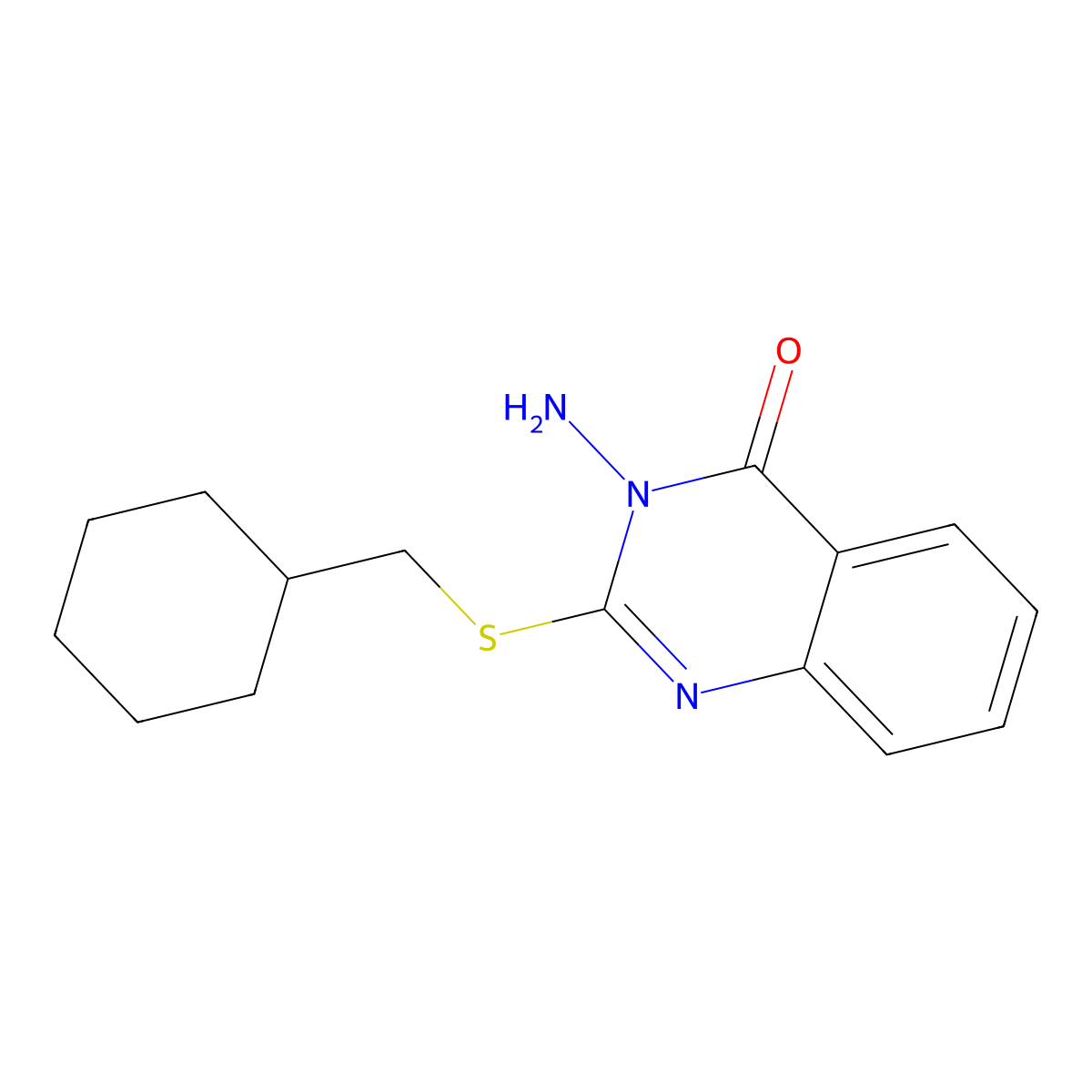 3-Amino-2-[(cyclohexylmethyl)sulfanyl]-3,4-dihydroquinazolin-4-one molecular structure, CAS 2741919-82-2