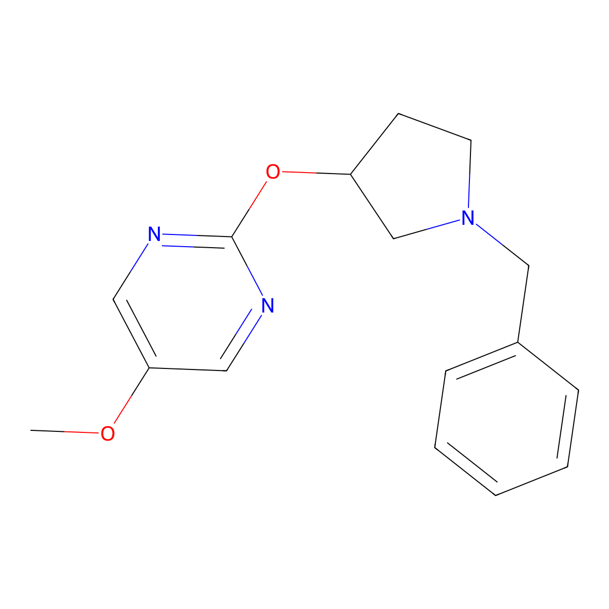 2-[(1-Benzylpyrrolidin-3-yl)oxy]-5-methoxypyrimidine molecular structure, CAS 2741919-86-6